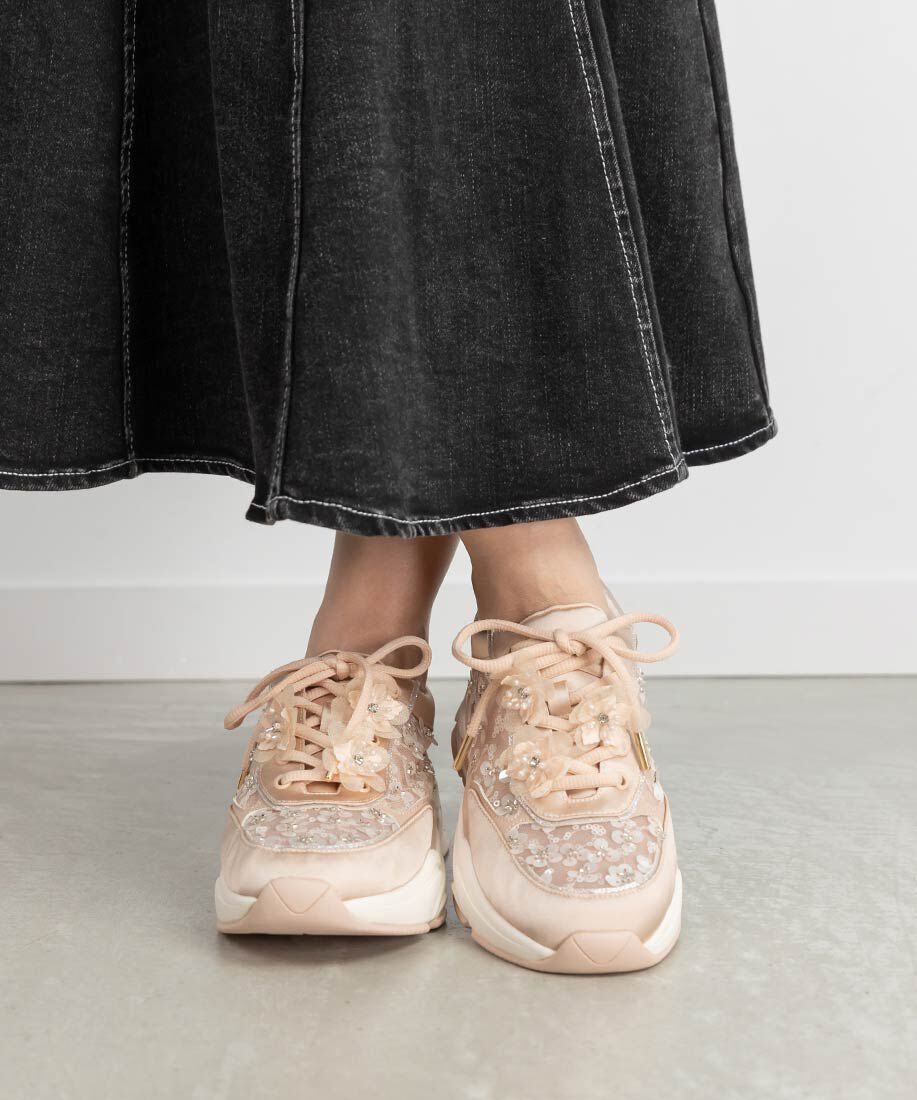  「【Flower Collection】2WAY フラワーデザインシアースニーカー」|スニーカー|