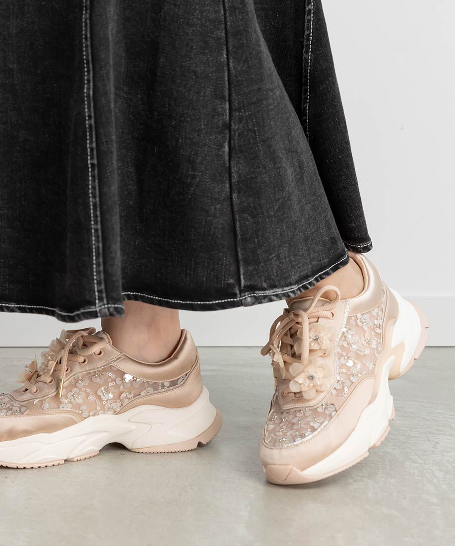  「【Flower Collection】2WAY フラワーデザインシアースニーカー」|スニーカー|