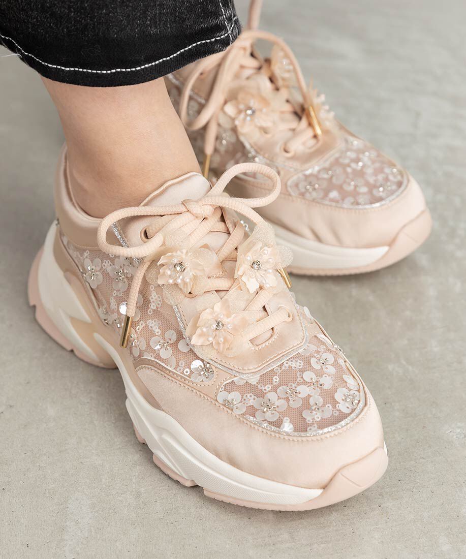  「【Flower Collection】2WAY フラワーデザインシアースニーカー」|スニーカー|