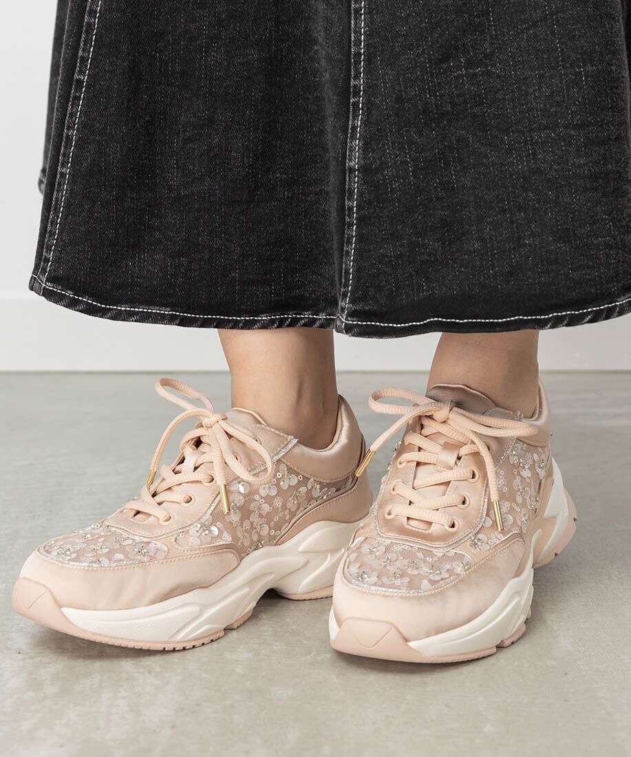  「【Flower Collection】2WAY フラワーデザインシアースニーカー」|スニーカー|