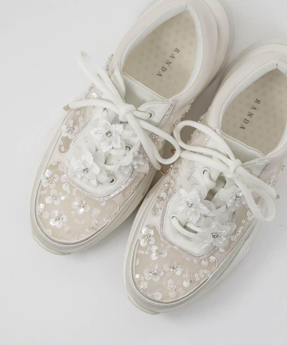  「【Flower Collection】2WAY フラワーデザインシアースニーカー」|スニーカー|