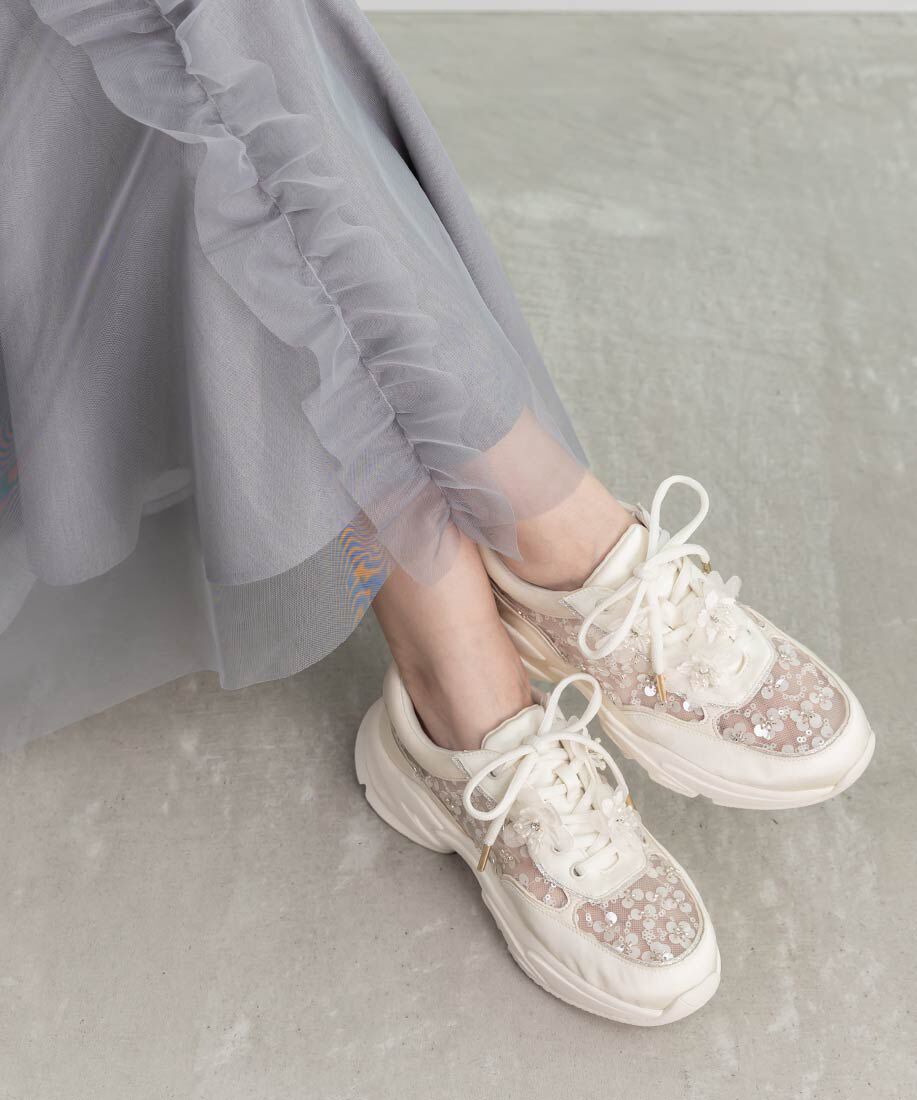  「【Flower Collection】2WAY フラワーデザインシアースニーカー」|スニーカー|