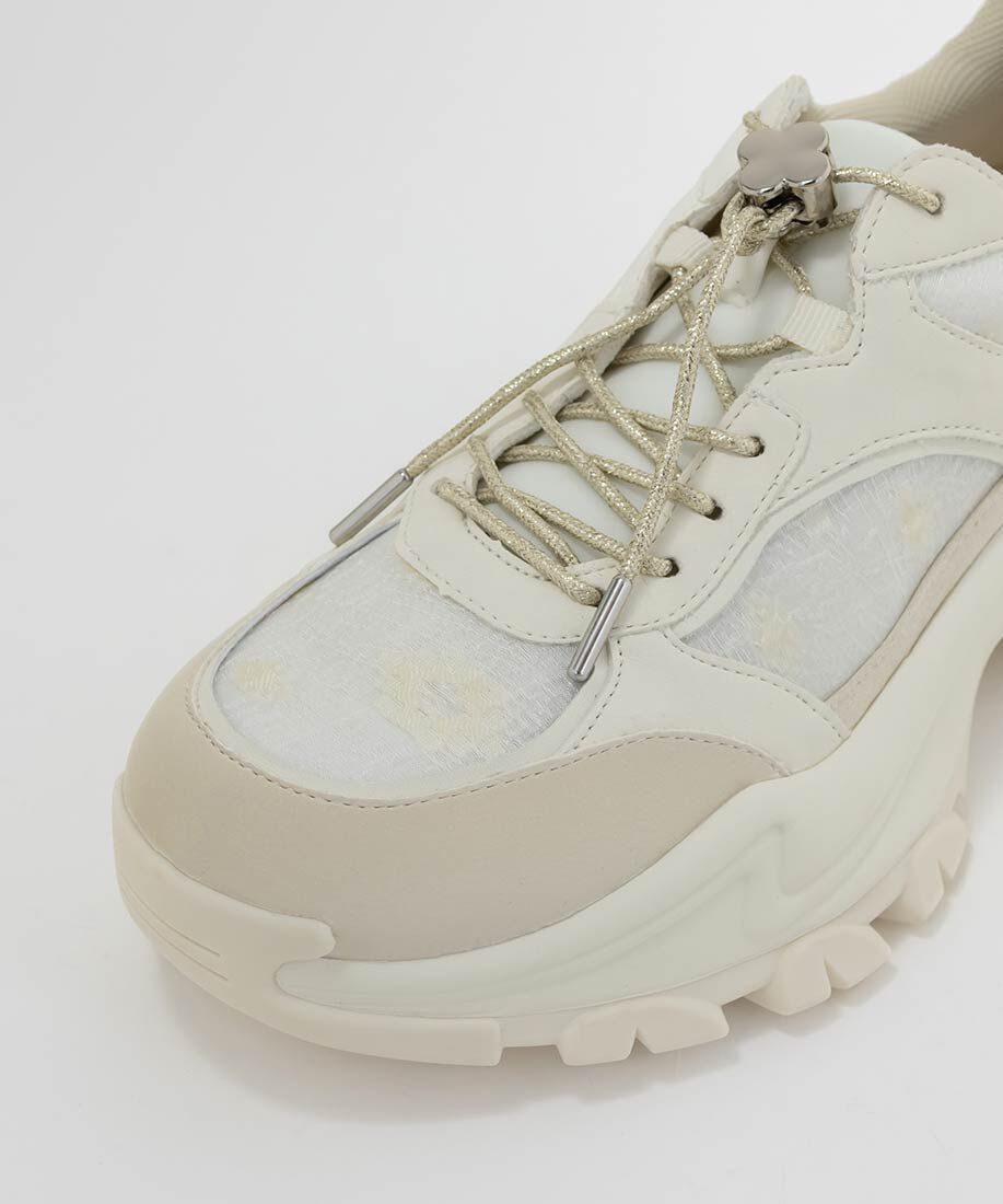  「フラワーパーツドローコードスニーカー」|スニーカー|