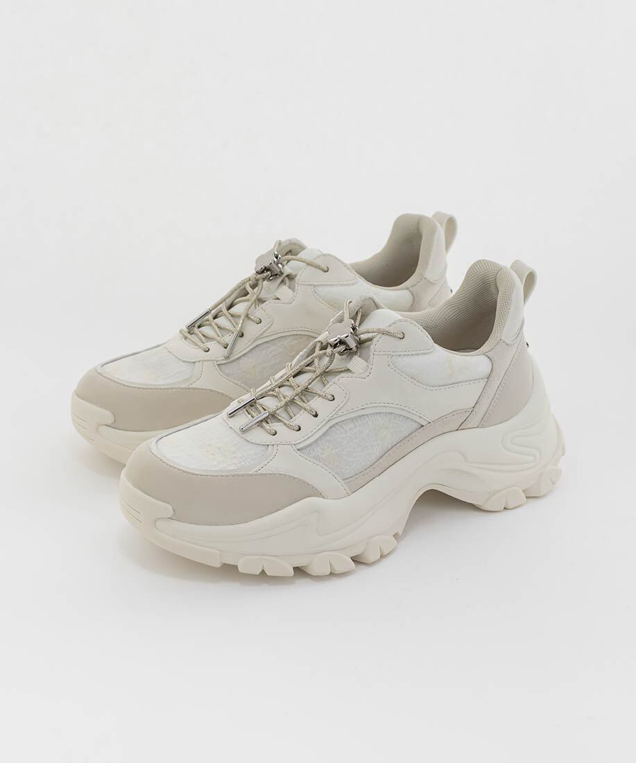  「フラワーパーツドローコードスニーカー」|スニーカー|