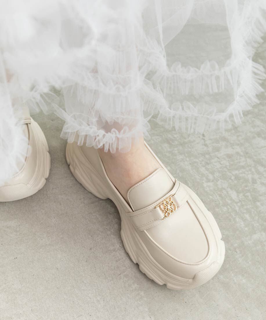  「モノグラムベルトスニーカーライクローファー」|スニーカー|アイボリー