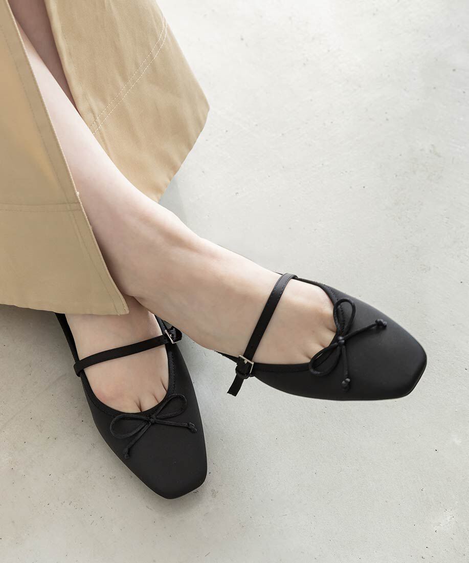  「バレエシューズライクミュールパンプス」|ルームシューズ|ブラック