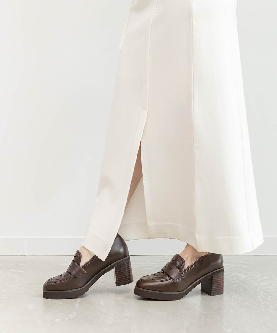  「ウーブンデザインヒールローファー」|ローファー|