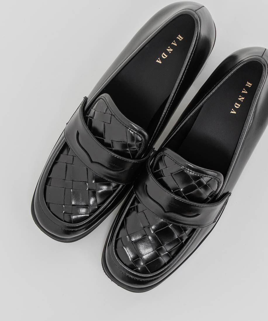  「ウーブンデザインヒールローファー」|ローファー|