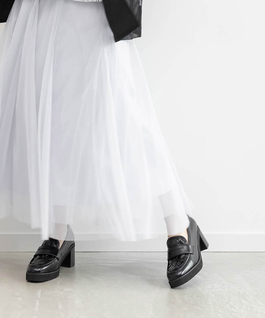  「ウーブンデザインヒールローファー」|ローファー|