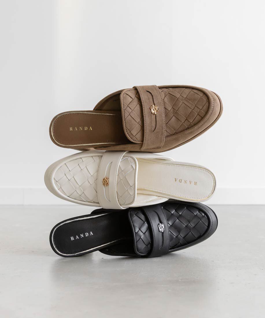  「ウーブンデザインミュールローファー」|ルームシューズ|