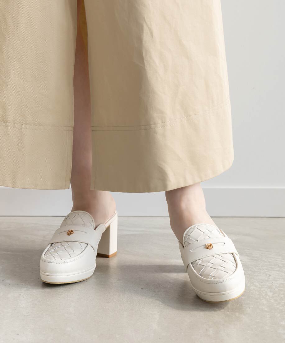  「ウーブンデザインミュールローファー」|ルームシューズ|