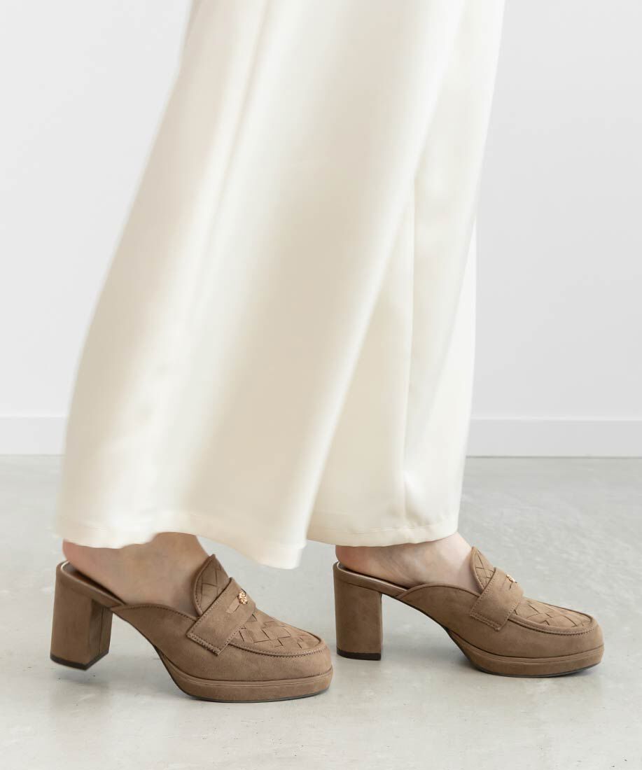  「ウーブンデザインミュールローファー」|ルームシューズ|