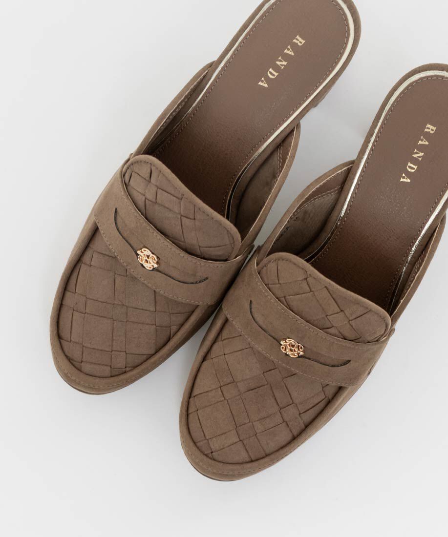  「ウーブンデザインミュールローファー」|ルームシューズ|