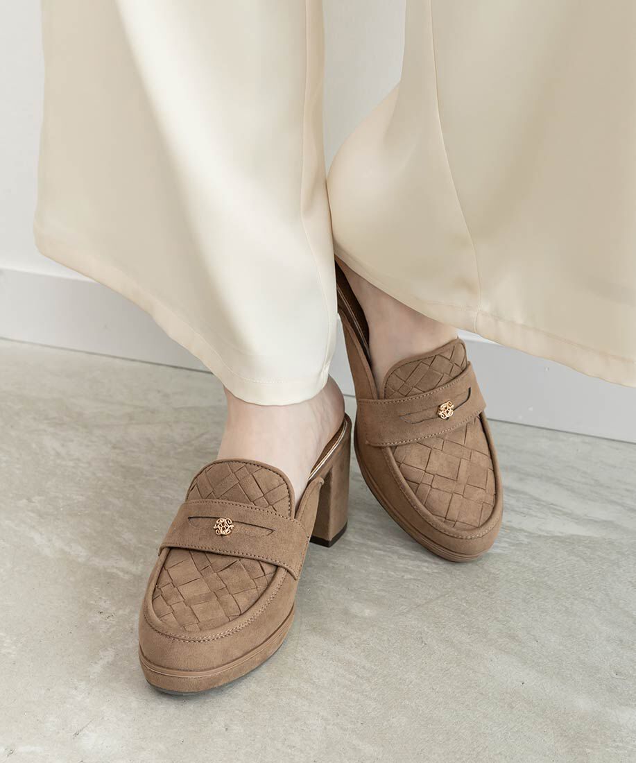  「ウーブンデザインミュールローファー」|ルームシューズ|