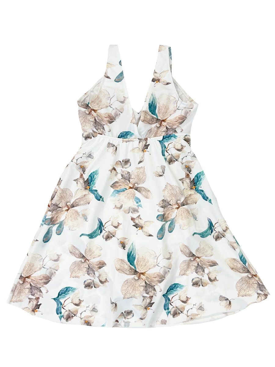 Riberce「【大人水着】ラグジィフラワーAラインワンピース水着」|コンビネゾン|