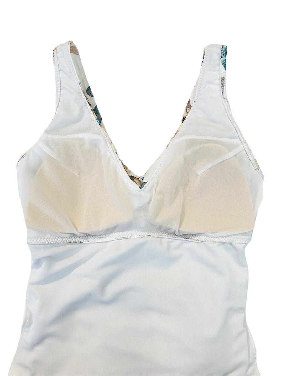 Riberce「【大人水着】ラグジィフラワーAラインワンピース水着」|コンビネゾン|