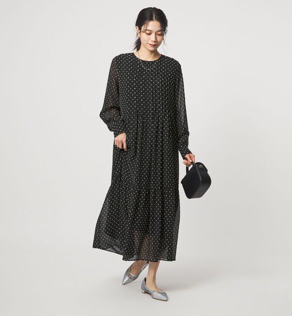 UNITED ARROWS green label relaxing「ドット シアー ティアード ワンピース」|ドレス|