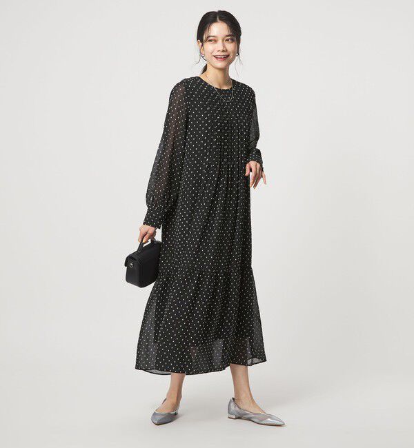 UNITED ARROWS green label relaxing「ドット シアー ティアード ワンピース」|ドレス|