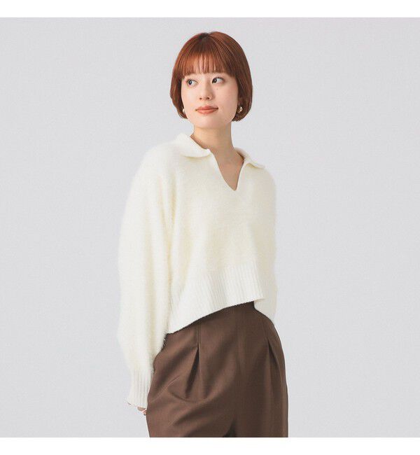 Ray BEAMS 「フェザー シャギー スキッパー ニット」|ニット・セーター|