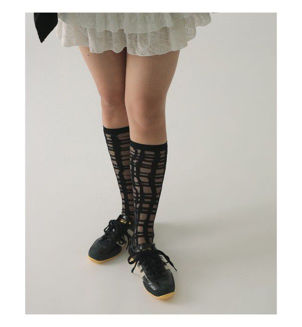 Ray BEAMS 「チェック シアー ソックス」|ソックス|BLACK