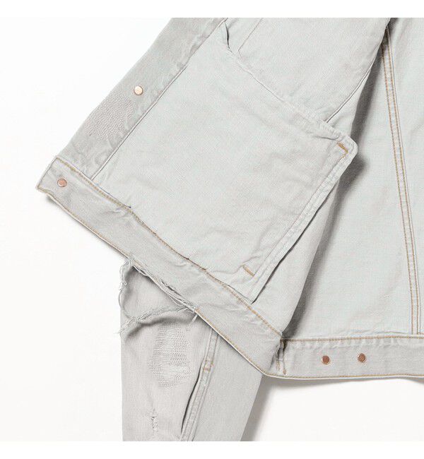 BEAMS「ワイドショート ダメージ デニム ジャケット」|ブルゾン・スタジャン|