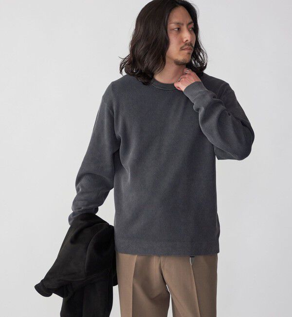 SHIPS「SHIPS: 14ゲージ 畦編み サンフェード コットン クルーネック ニット」|ニット・セーター|