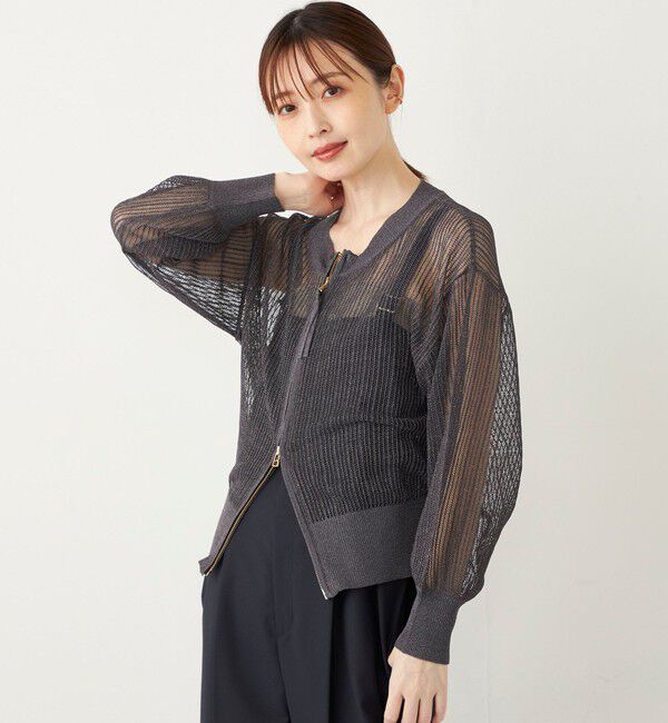 SHIPS Colors 「SHIPS Colors:〈手洗い可能〉ラメ メッシュ ジップ カーディガン」|カーディガン|