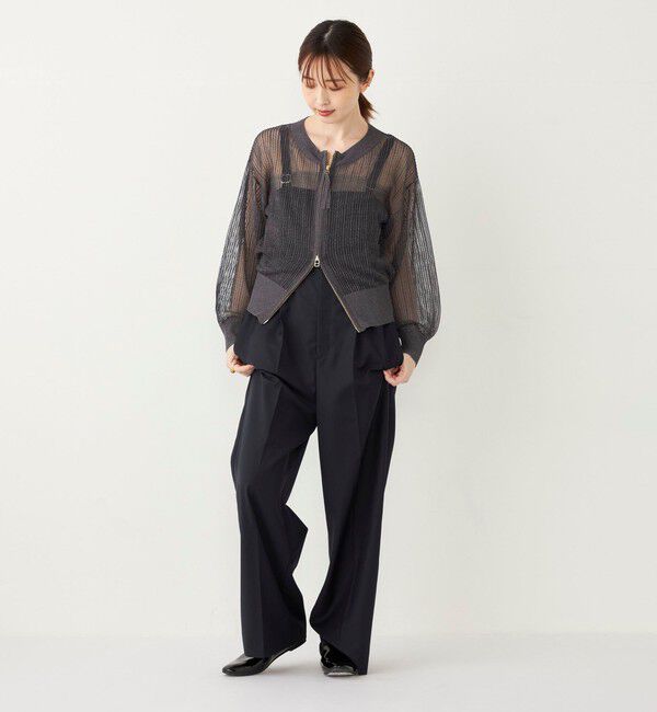 SHIPS Colors 「SHIPS Colors:〈手洗い可能〉ラメ メッシュ ジップ カーディガン」|カーディガン|