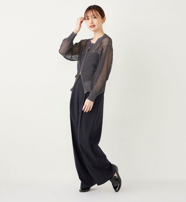 SHIPS Colors 「SHIPS Colors:〈手洗い可能〉ラメ メッシュ ジップ カーディガン」|カーディガン|