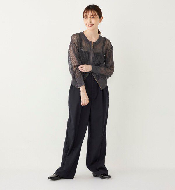 SHIPS Colors 「SHIPS Colors:〈手洗い可能〉ラメ メッシュ ジップ カーディガン」|カーディガン|