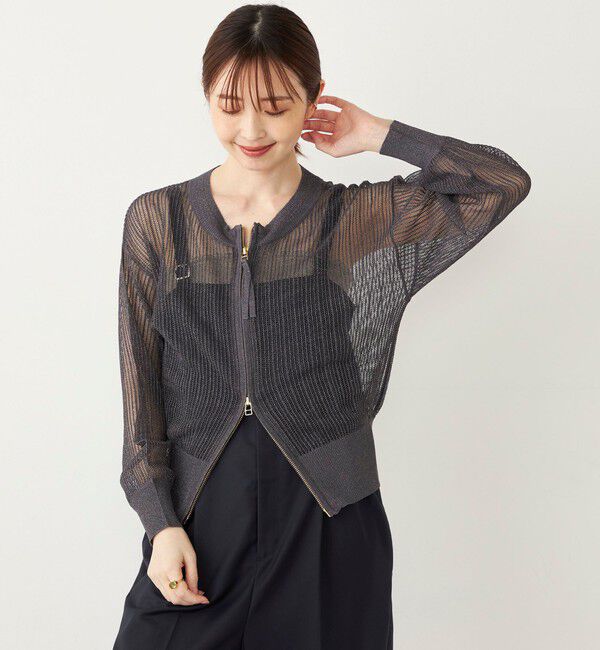 SHIPS Colors 「SHIPS Colors:〈手洗い可能〉ラメ メッシュ ジップ カーディガン」|カーディガン|
