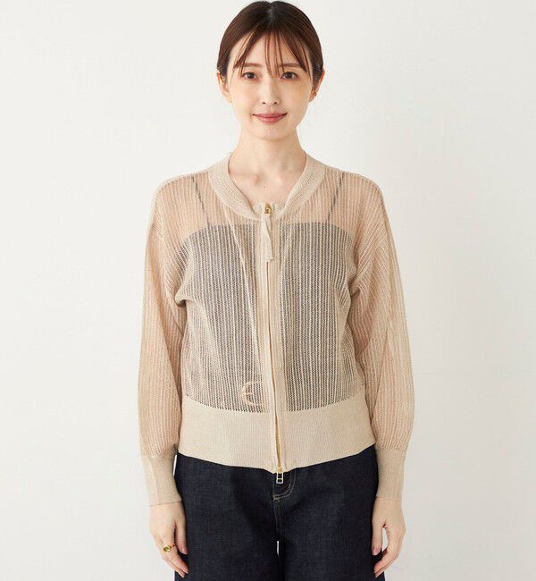 SHIPS Colors 「SHIPS Colors:〈手洗い可能〉ラメ メッシュ ジップ カーディガン」|カーディガン|