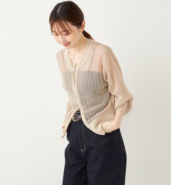 SHIPS Colors 「SHIPS Colors:〈手洗い可能〉ラメ メッシュ ジップ カーディガン」|カーディガン|