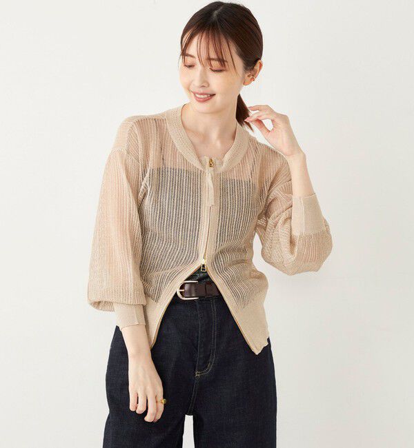 SHIPS Colors 「SHIPS Colors:〈手洗い可能〉ラメ メッシュ ジップ カーディガン」|カーディガン|