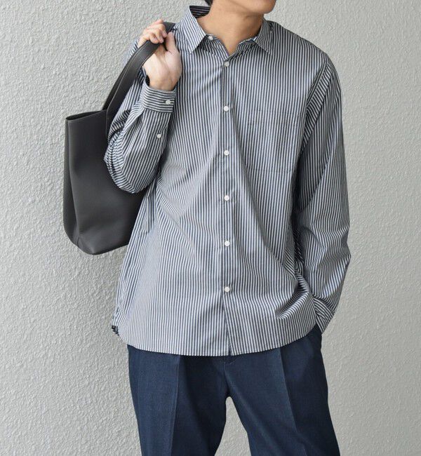 SHIPS any「SHIPS any: ストライプ / ソリッド リラックス レギュラーカラー シャツ 26SS◇」|シャツ・ブラウス|ダークグレー