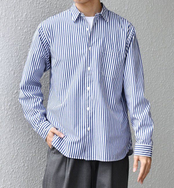 SHIPS any「SHIPS any: ストライプ / ソリッド リラックス レギュラーカラー シャツ 26SS◇」|シャツ・ブラウス|ブルー系