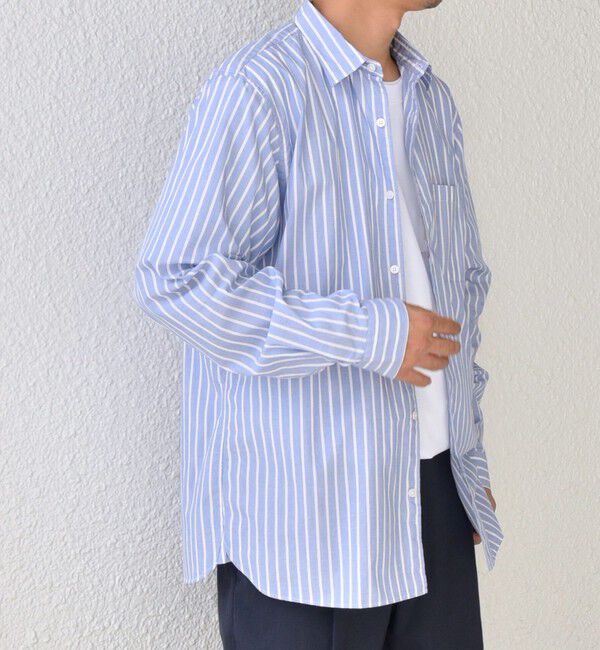 SHIPS any「SHIPS any: ストライプ / ソリッド リラックス レギュラーカラー シャツ 26SS◇」|シャツ・ブラウス|ブルー
