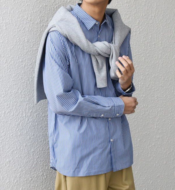 SHIPS any「SHIPS any: ストライプ / ソリッド リラックス レギュラーカラー シャツ 26SS◇」|シャツ・ブラウス|コバルトブルー