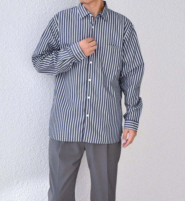 SHIPS any「SHIPS any: ストライプ / ソリッド リラックス レギュラーカラー シャツ 26SS◇」|シャツ・ブラウス|ダークブルー