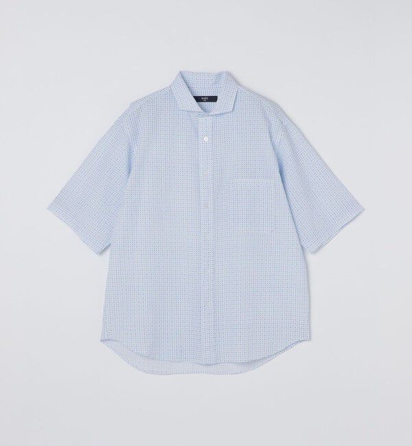 SHIPS Colors 「SHIPS Colors:〈洗濯機可能〉リップル プリント ワイドカラー ショートスリーブ シャツ」|シャツ・ブラウス|ホワイト