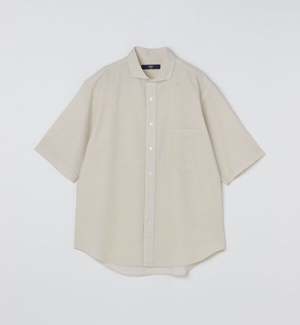 SHIPS Colors 「SHIPS Colors:〈洗濯機可能〉リップル プリント ワイドカラー ショートスリーブ シャツ」|シャツ・ブラウス|