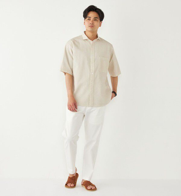 SHIPS Colors 「SHIPS Colors:〈洗濯機可能〉リップル プリント ワイドカラー ショートスリーブ シャツ」|シャツ・ブラウス|