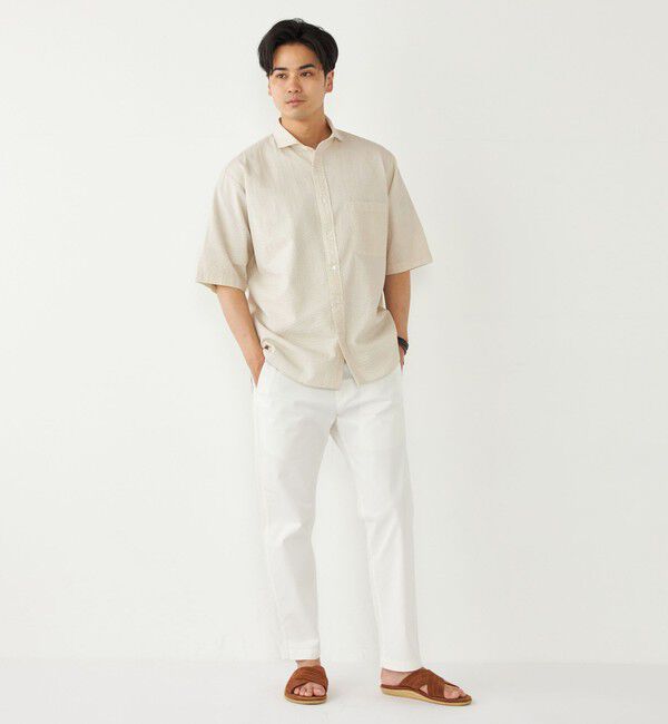 SHIPS Colors 「SHIPS Colors:〈洗濯機可能〉リップル プリント ワイドカラー ショートスリーブ シャツ」|シャツ・ブラウス|