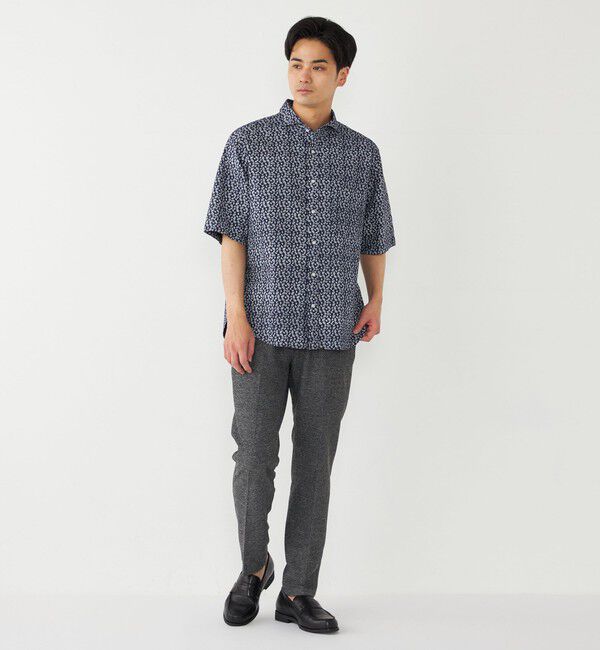 SHIPS Colors 「SHIPS Colors:〈洗濯機可能〉リップル プリント ワイドカラー ショートスリーブ シャツ」|シャツ・ブラウス|