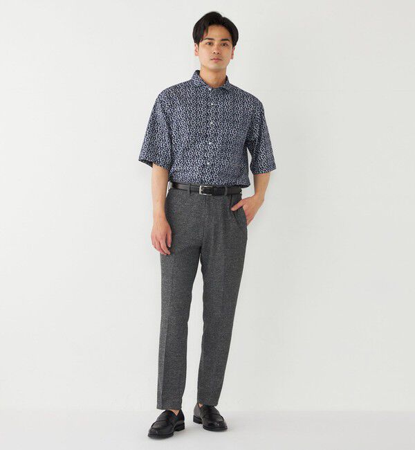 SHIPS Colors 「SHIPS Colors:〈洗濯機可能〉リップル プリント ワイドカラー ショートスリーブ シャツ」|シャツ・ブラウス|