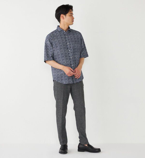 SHIPS Colors 「SHIPS Colors:〈洗濯機可能〉リップル プリント ワイドカラー ショートスリーブ シャツ」|シャツ・ブラウス|