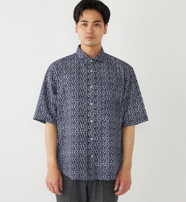 SHIPS Colors 「SHIPS Colors:〈洗濯機可能〉リップル プリント ワイドカラー ショートスリーブ シャツ」|シャツ・ブラウス|