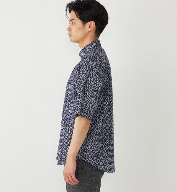 SHIPS Colors 「SHIPS Colors:〈洗濯機可能〉リップル プリント ワイドカラー ショートスリーブ シャツ」|シャツ・ブラウス|