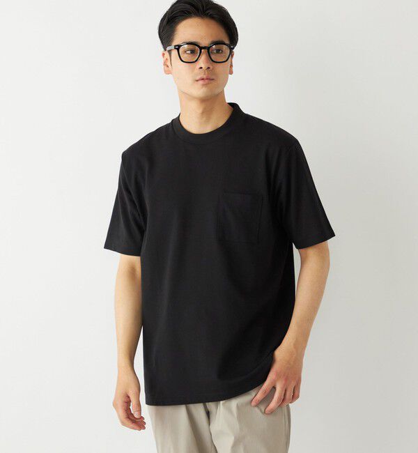 SHIPS Colors 「SHIPS Colors:〈吸水速乾〉リネンブレンド カノコ ビズ Tシャツ◇」|Tシャツ・カットソー|ブラック