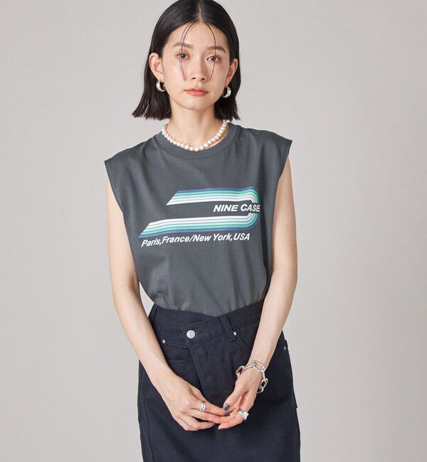 SHIPS for women「SHIPS NINE CASE:ロゴ ノースリーブ TEE」|Tシャツ・カットソー|